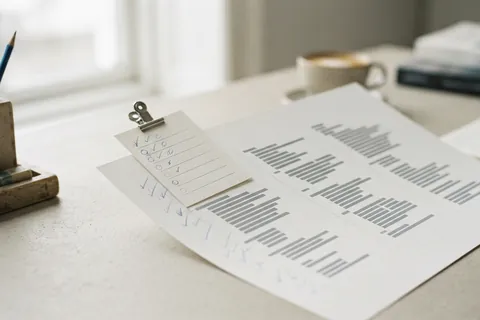 A printed code listing with review marks in the margin and a checklist clipped to it.
