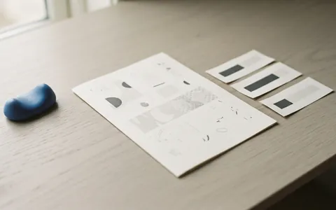 One printed page with three score slips beside it, each showing a different result for the same text.
